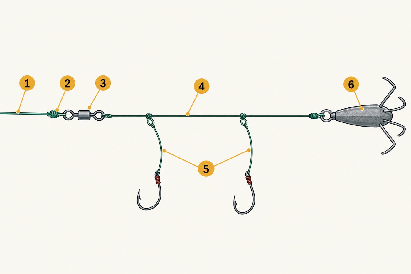 Le bas de ligne de surfcasting à deux empiles